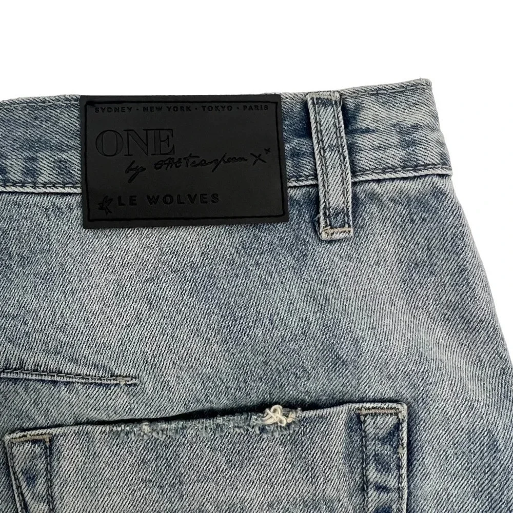One Teaspoon Le Wolves Distressed Cutoff Jean Shorts High Rise Size 24 US 2 NEW